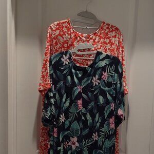 Two Old Navy swing dresses, short sleeve, XXL
